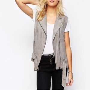 House of Harlow 1960 Stevie Gray Suede Biker Moto Vest Size Medium